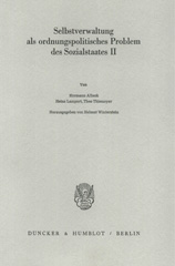 eBook, Selbstverwaltung als ordnungspolitisches Problem des Sozialstaates II., Duncker & Humblot