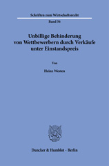 E-book, Unbillige Behinderung von Wettbewerbern durch Verkäufe unter Einstandspreis., Duncker & Humblot