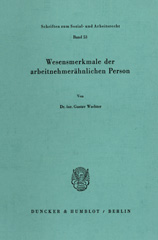 eBook, Wesensmerkmale der arbeitnehmerähnlichen Person., Duncker & Humblot
