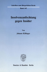 E-book, Insolvenzanfechtung gegen Insider., Duncker & Humblot
