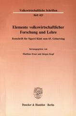 E-book, Elemente volkswirtschaftlicher Forschung und Lehre. : Festschrift für Sigurd Klatt zum 65. Geburtstag., Duncker & Humblot