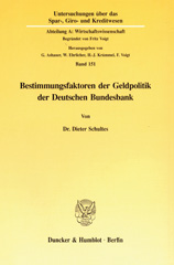 E-book, Bestimmungsfaktoren der Geldpolitik der Deutschen Bundesbank., Duncker & Humblot