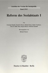 E-book, Reform des Sozialstaats I. : Arbeitsmarkt, soziale Sicherung und soziale Dienstleistungen., Duncker & Humblot