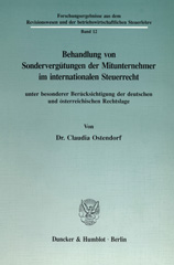 E-book, Behandlung von Sondervergütungen der Mitunternehmer im internationalen Steuerrecht, unter besonderer Berücksichtigung der deutschen und österreichischen Rechtslage., Duncker & Humblot