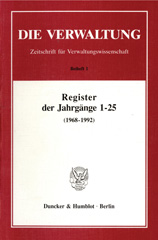 E-book, Register der Jahrgänge 1 - 25 der Zeitschrift "Die Verwaltung" (1968 - 1992), Duncker & Humblot