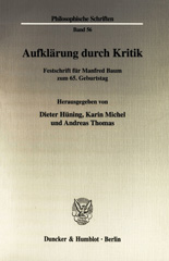 E-book, Aufklärung durch Kritik. : Festschrift für Manfred Baum zum 65. Geburtstag., Duncker & Humblot