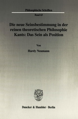 E-book, Die neue Seinsbestimmung in der reinen theoretischen Philosophie Kants : Das Sein als Position., Duncker & Humblot