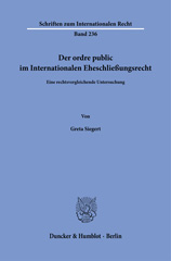 E-book, Der ordre public im Internationalen Eheschließungsrecht. : Eine rechtsvergleichende Untersuchung., Duncker & Humblot