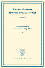 eBook, Untersuchungen über das Volkssparwesen. : Hrsg. vom Verein für Sozialpolitik. (Schriften des Vereins für Sozialpolitik 137-III)., Duncker & Humblot