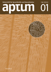 eBook, Aptum, Zeitschrift für Sprachkritik und Sprachkultur 18. Jahrgang, 2022, Heft 1, Helmut Buske Verlag