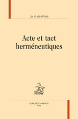 E-book, Acte et tact herméneutiques, Honoré Champion