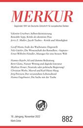 E-book, MERKUR Gegründet 1947 als Deutsche Zeitschrift für europäisches Denken - 11/2022 : Nr. 882, Heft 11, November 2022, Klett-Cotta
