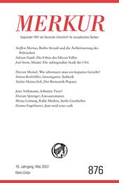 E-book, MERKUR Gegründet 1947 als Deutsche Zeitschrift für europäisches Denken - 5/2022 : Nr. 876, Heft 5, Mai 2022, Klett-Cotta