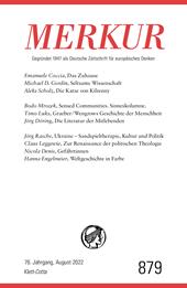 E-book, MERKUR Gegründet 1947 als Deutsche Zeitschrift für europäisches Denken - 8/2022 : Nr. 879, Heft 8, August 2022, Klett-Cotta
