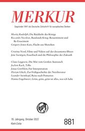 E-book, MERKUR Gegründet 1947 als Deutsche Zeitschrift für europäisches Denken - 10/2022 : Nr. 881, Heft 10, Oktober 2022, Klett-Cotta