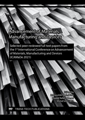 E-book, Advancement of Materials, Manufacturing and Devices, Trans Tech Publications Ltd