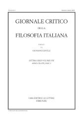 Fascicule, Giornale critico della filosofia italiana : CII, 1, 2023, Le Lettere