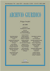 Issue, Archivio giuridico Filippo Serafini : CLV, 2, 2023, Enrico Mucchi Editore