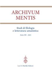 Heft, Archivum mentis : studi di filologia e letteratura umanistica : XII, 2023, L.S. Olschki