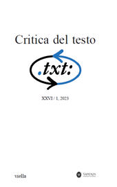 Fascículo, Critica del testo : XXVI, 1, 2023, Viella