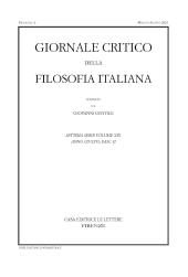 Issue, Giornale critico della filosofia italiana : CII, 2, 2023, Le Lettere