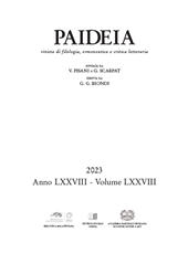 Issue, Paideia : rivista di filologia, ermeneutica e critica letteraria : LXXVIII, 2023, Stilgraf