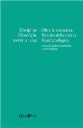Issue, Discipline filosofiche : XXXIII, 2, 2023, Quodlibet
