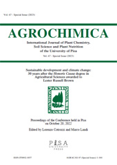 Issue, Agrochimica : International Journal of Plant Chemistry, Soil Science and Plant Nutrition of the University of Pisa : 67, 1/2, special issue, 2023, Pisa University Press