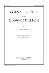 Fascicule, Giornale critico della filosofia italiana : CII, 3, 2023, Le Lettere