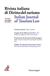Fascicule, Rivista italiana di diritto del turismo : 40, 3, 2023, Franco Angeli