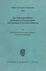 E-book, Zur verfassungsrechtlichen Problematik von Finanzausgleich und Gemeinlast in der Sozialversicherung., Duncker & Humblot