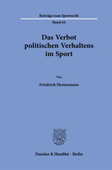 eBook, Das Verbot politischen Verhaltens im Sport., Hestermann, Friedrich, Duncker & Humblot