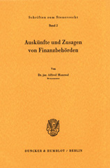 E-book, Auskünfte und Zusagen von Finanzbehörden., Duncker & Humblot
