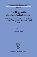E-book, Die Dogmatik der Gesellschafterliste. : Ein Beitrag zur Rechtsstellung und Haftung des GmbH-Listengesellschafters nach 16 I 1 GmbHG., Duncker & Humblot