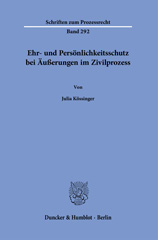E-book, Ehr- und Persönlichkeitsschutz bei Äußerungen im Zivilprozess., Duncker & Humblot