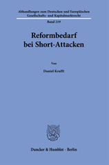 E-book, Reformbedarf bei Short-Attacken., Duncker & Humblot