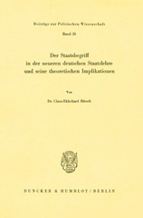 E-book, Der Staatsbegriff in der neueren deutschen Staatslehre und seine theoretischen Implikationen., Duncker & Humblot