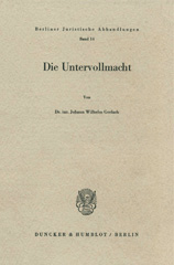 E-book, Die Untervollmacht., Duncker & Humblot