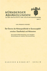 E-book, Der Gewinn der Aktiengesellschaft im Spannungsfeld zwischen Gesellschaft und Aktionären. : Eine handelsrechtliche Betrachtung unter besonderer Berücksichtigung der verdeckten Gewinnausschüttung., Duncker & Humblot