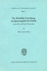 E-book, Die öffentliche Verwaltung im Spannungsfeld der Politik : dargestellt am Beispiel Ostpreußen., Duncker & Humblot