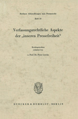 E-book, Verfassungsrechtliche Aspekte der "inneren Pressefreiheit"., Duncker & Humblot