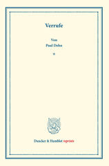 E-book, Verrufe. : (Sonderabdruck aus dem Jahrbuch für Gesetzgebung usw. Bd. XXXIV, Heft 4 und Bd. XXXV, Heft 1)., Duncker & Humblot
