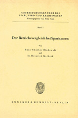 E-book, Der Betriebsvergleich bei Sparkassen., Duncker & Humblot