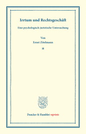 E-book, Irrtum und Rechtsgeschäft : Eine psychologisch-juristische Untersuchung, Duncker & Humblot