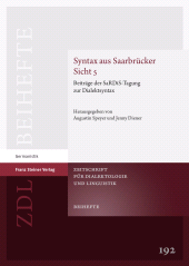 eBook, Syntax aus Saarbrücker Sicht 5 : Beiträge der SaRDiS-Tagung zur Dialektsyntax, Franz Steiner Verlag GmbH