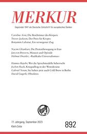 E-book, MERKUR 9/2023 : Nr. 892, Heft 9, September 2023, Klett-Cotta