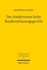 E-book, Das Sondervotum beim Bundesverfassungsgericht, Klatt, Matthias K., Mohr Siebeck