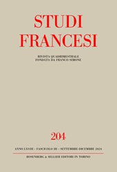 Fascicolo, Studi francesi : 204, 3, 2024, Rosenberg & Sellier