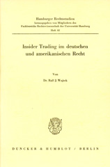 E-book, Insider Trading im deutschen und amerikanischen Recht., Wojtek, Ralf J., Duncker & Humblot
