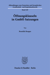 E-book, Öffnungsklauseln in GmbH-Satzungen, Duncker & Humblot